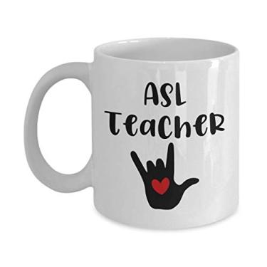Imagem de Caneca ASL Teacher - Presentes para professores ASL - Caneca de café de 325 ml