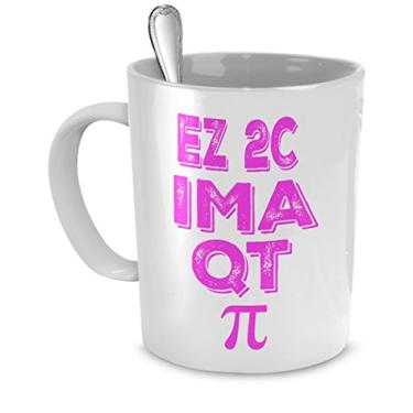 Imagem de Presentes de ciência nerd - Caneca Pi Day - Menina - EZ 2C IM A QT Pi - Presentes Caneca nerd de matemática - Ciência divertida