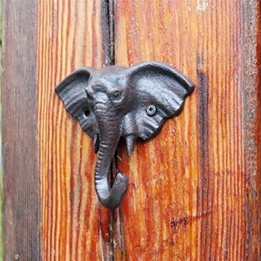 Imagem de GUIPAIHAI Gancho de parede de ferro fundido vintage, estilo europeu, decoração de parede para jardim, cabide de chaves (cor: elefante)