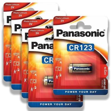 Imagem de 05 Pilhas Bateria Cr123a 3V Panasonic 5 Cartelas