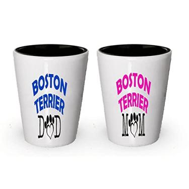 Imagem de Copo de shot Boston Terrier Dad and Mom – Presentes para casal Boston Terrier (2, casal)