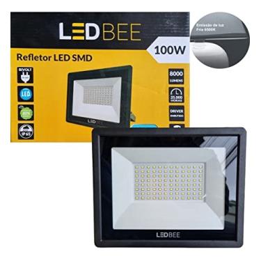 Imagem de Refletor LED slim retangular 100w branca LEDBee