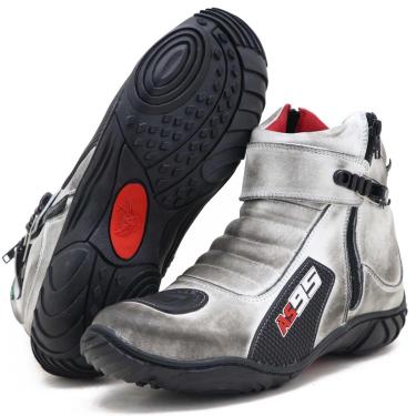 Imagem de Bota motociclista semi-impermeável multicores AS95 em couro legítimo - Atron Shoes-Unissex