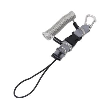 Imagem de rockible Cordão de bobina de mergulho, corda de segurança com gancho, fivela de liberação rápida, corda de mergulho livre para câmeras de esportes aquáticos, cinza