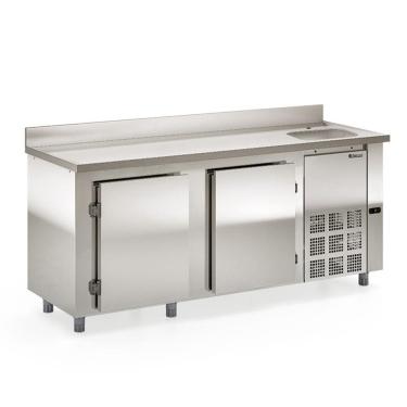 Imagem de Balcão Refrigerado Ar Forcado Gbfe200 Inox 2M Com Cuba Lado Direito 220V Gelopar