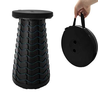 Imagem de Cadeira de banco retrátil dobrável Coideal para acampamento, viagem, pesca ao ar livre – atualizada em 2020 com carga máxima de 507 lbs de plástico portátil dobrável para banco telescópico (preta) Medium Preto