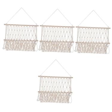 Imagem de TOYANDONA 4 Peças Prateleiras De Parede Para Livros Decoração De Livros Tapeçaria Boêmia Macramê Boneca Rede Macrame Prateleira De Parede Rede De Brinquedo Rede De Malha Decoração
