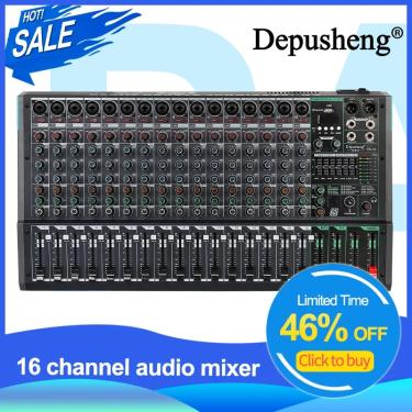 Imagem de Depusheng-PA16 Professional DJ Audio Mixer  Mixing Console  Sound Board  Desk System Interface  16