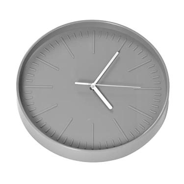 Imagem de Relógio de quartzo silencioso, redução de ruído Fácil de pendurar Relógio de parede de plástico moderno redondo cinza