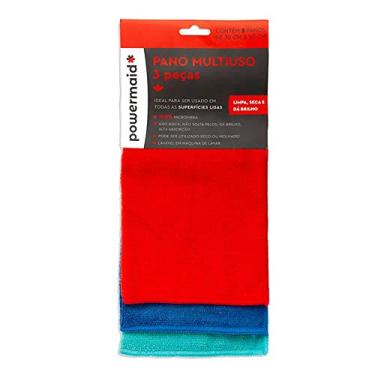 Imagem de Powermaid Pano para Limpeza Multiuso, Microfibra, 30 cm x 30 cm, Pacote com 03 Unidades