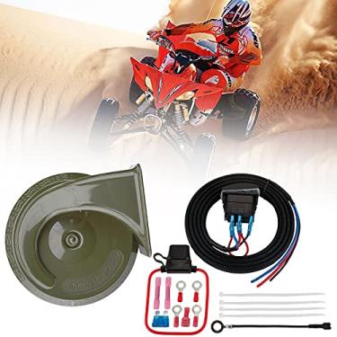Imagem de FARBIN Kit de buzina Polaris 12v DC Auto Snail Horn Kit com chicote de fios e interruptor basculante, luz de LED, compatível com ATV, UTV, RZR, Arctic Cat Wildcat, Kawasaki Teryx, Yamaha Rhino etc.
