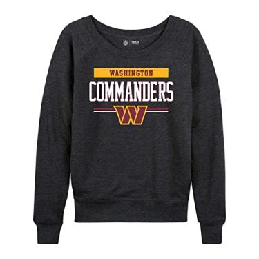 Imagem de NFL Vestuário de futebol feminino gola redonda carvão, pulôver leve de manga raglan despojado gola redonda (Washington Commanders - preto, feminino 2GG)