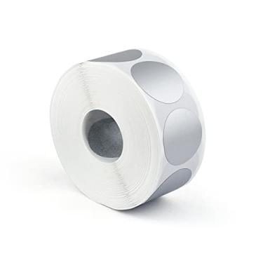Imagem de 1 rolo de 1000 peças de etiquetas adesivas redondas de 2,54 cm para raspar bilhetes de loteria, faça você mesmo, criação de jogos de bilhetes de rifa (prata)