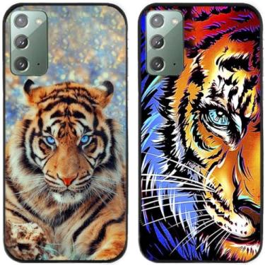 Imagem de 2 peças Cool Tiger King impresso TPU gel silicone capa de telefone traseira para Samsung Galaxy todas as séries (Galaxy Note 20)