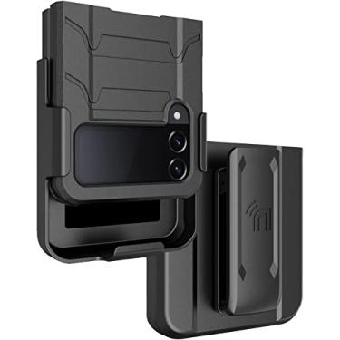 Imagem de Capa com clipe para Galaxy Z Flip 4 5G, Nakedcell Special Ops Tactical Capa robusta de camada dupla e [Rotação/Catraceta] Conjunto de coldre de cinto para celular Samsung Z Flip4 (SM-F721U, 2022) - Preto