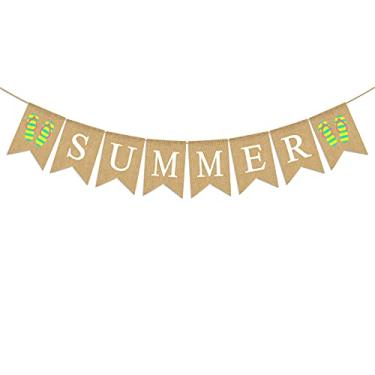 Imagem de Pudodo Chinelo de juta de serapilheira faixa de verão verão chinelo praia havaí piscina festa lareira decoração de cornija