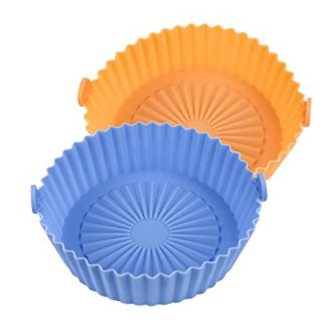 Imagem de Forro de silicone para fritadeira de ar redondo, pacote com 2, forro reutilizável para fritadeira a ar, serve para 2 a 3 QT, acessórios para forno de fritadeira a ar, substituição de forro de