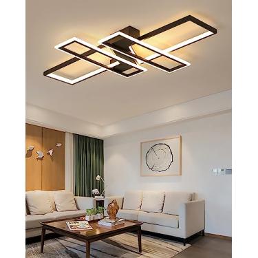 Imagem de Luminária de teto LED regulável para sala de estar Luminária de teto para sala de jantar com controle remoto Design retangular moderno para cozinha, quarto, lâmpada interna, luminária de tet