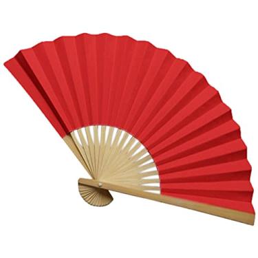 Imagem de YQHWLKJ Ventiladores de mão dobráveis estilo chinês, leque dobrável de mão, papel de bambu, leque dobrável, festas, presentes de casamento, decoração de casa