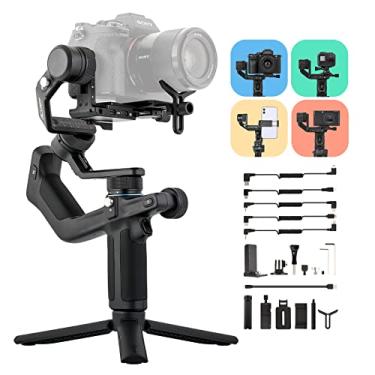 Imagem de FeiyuTech Scorp Mini estabilizador gimbal tudo em um de 3 eixos para câmera sem espelho com lente curta, câmeras compactas, câmera de ação Gopro, iPhone 15 Pro de 54-88 mm de largura, tela sensível ao