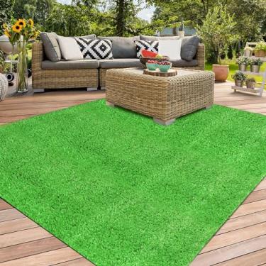 Imagem de XLX TURF Tapete de grama artificial ao ar livre 1,2 m x 1,2 m, tapete de grama sintética verde para varanda, pátio, quintal, tapete de grama para cães de estimação