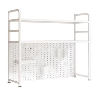 Imagem de Prateleira de mesa para mesa de computador, mesa ou prateleira embaixo da mesa com placa de metal ajustável e bandeja de armazenamento para acessórios de mesa