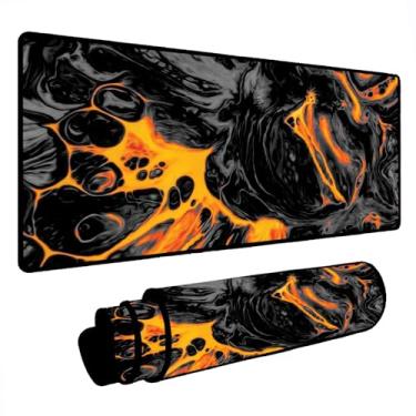 Imagem de Novo Mouse Pad Gamer Deskpad Speed Extra Grande Borda Costurada Profissional Varios Tamanhos - Liquid Neon Laranja Cinza (90x40)