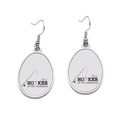 Imagem de Brinco I'm a Hooker on the Weekends, brincos pendurados, prostituta, presente de festa de aniversário dos namorados, Metal, Sem pedra preciosa