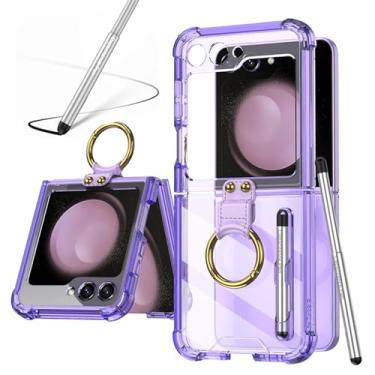 Imagem de LIULANZ Capa transparente para Samsung Galaxy Z Flip 6 com caneta e anel, capa protetora ultrafina transparente antiqueda para Samsung Galaxy Z Flip 6 5G (ZFlip6-Ring-Purple)
