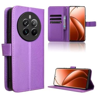 Imagem de Elubugod Capa de couro compatível com Realme 12 4G, compatível com Realme 13 4G, compatível com Realme 12+ 5G, capa flip de couro PU compatível com Realme P1 5G RMX3870 capa roxa