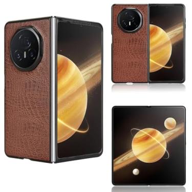 Imagem de Elubugod Capa de proteção contra quedas compatível com Honor Magic V3, couro PU + PC rígido capa ultrafina compatível com Honor Magic V3 5G FCP-AN10 capa marrom