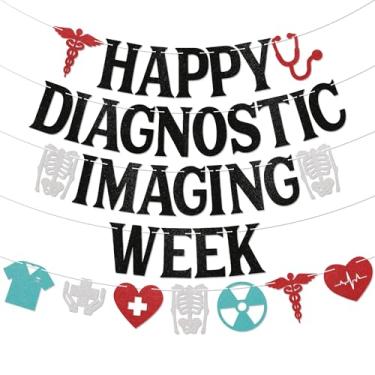 Imagem de Faixa Happy Diagnostic Imaging Week - Sinal de Semana de Diagnóstico por Imagem, Banner de Semana de Diagnóstico por Imagem, Decoração de Semana de Apreciação de Radiologia, Glitter Preto