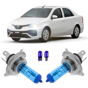 Imagem de Lâmpada Super Branca Toyota Etios Todos Farol Baixo Alto H4 - Tech One