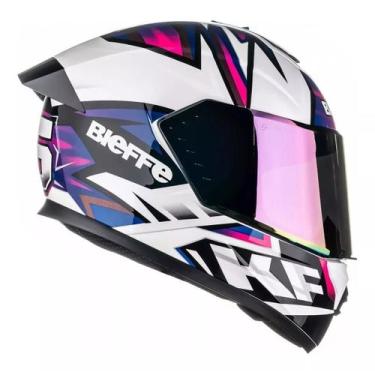 Imagem de Capacete Bieffe B12 Kf Branco Perola Roxo Viseira Cristal, 56