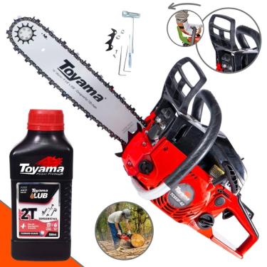 Imagem de Motosserra Profissional À Gasolina Toyama TCS53F-G2 49cc 2,8HP 13.500rpm Alto Desempenho Ideal Para Desdobra de Madeira + Óleo Lubrificante 2T