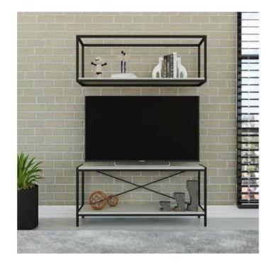 Imagem de Conjunto Rack para TV até 50 Polegadas 1 Nicho Aéreo Estilo Industrial Active Snow