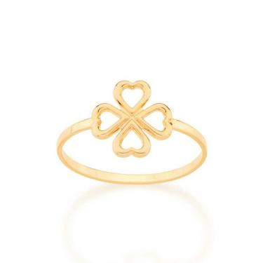 Imagem de Anel banhado ouro 3x 24k 18k e 22k feminino rommanel fino skinny trevo