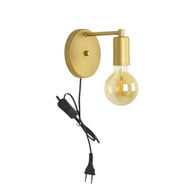 Imagem de Arandela Parede Cabeceira Banheiro c/ Interruptor Dourada - Generic