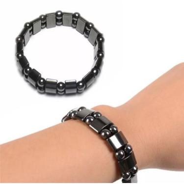 Imagem de Pulseira Bracelete Magnético Pedra Hematita, Quadrada