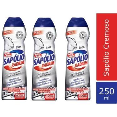 Imagem de Kit 3 Sapólio Radium Limpa Brilha Inox Não Risca 250ml Cada - Bom Bril