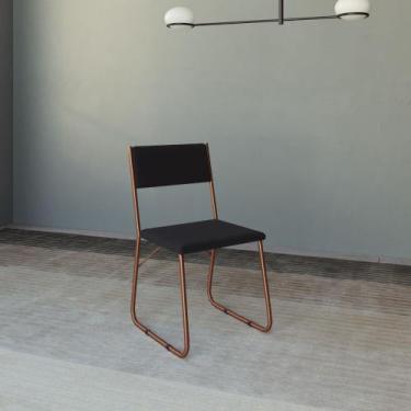 Imagem de Cadeira de Jantar Estofada Angra - Cobre e Preta - IRON WOOD