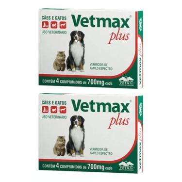 Imagem de 2 caixas de Vetmax Vermífugo Cães E Gatos 4 Comprimidos Vetnil - vetni