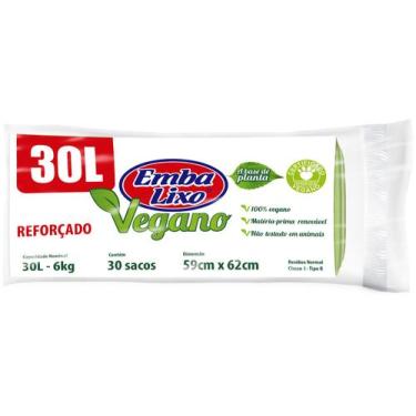 Imagem de Saco de Lixo Verde 30L Reforçado Embalixo Vegano - 30 Unidades, 30, 30