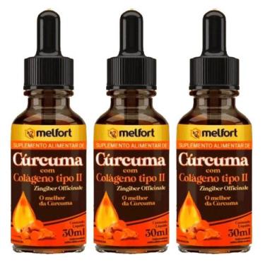 Imagem de Cúrcuma E Colágeno Tipo 2 Melfort Com 30 Ml Kit 3 Unidades