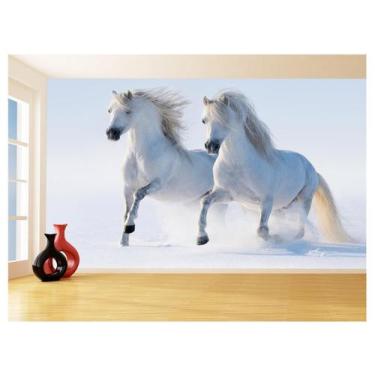 Imagem de Papel De Parede Animais Casal Cavalos Fazenda 3,5M Anm327 - Você Decor