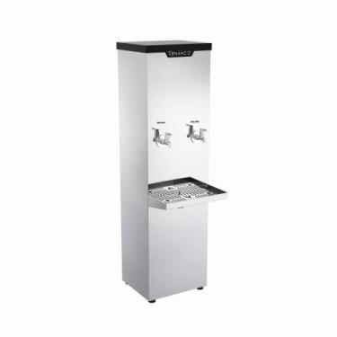 Imagem de Bebedouro Industrial Refrigerado Inox de Coluna 25l 2 Torneiras Gelada