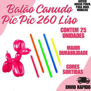 Imagem de Balão Pic Pic Canudo Sortido C/25Uni Festa Decoraçao - Crgfestas