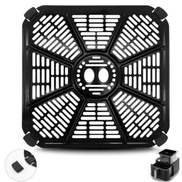 Imagem de GWY Bandeja de fritadeira a ar para frigideira verde RICARDO Air Fryer, acessórios de fritadeira a ar de aço de 22 cm × 23 cm, grelha de grelha, placa de grelha