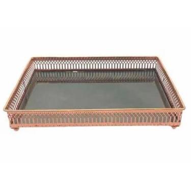 Imagem de Bandeja Retangular Cobre Rosé com Espelho - DayHome
