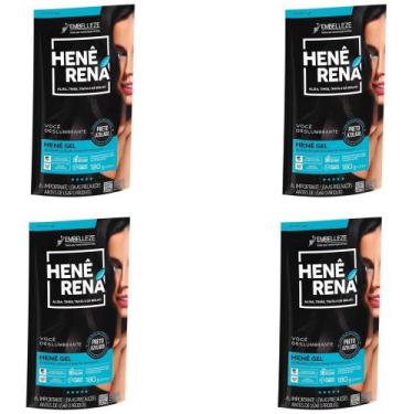 Imagem de Hene em Gel Rená Preto Azulado (Preto Forte) 02x180gr Alisa, tinge e D